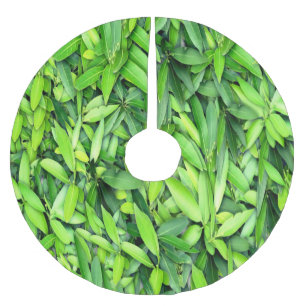 Saia Para Árvore De Natal De Poliéster Padrão de Folhas Verde Lush - Botânica da Natureza