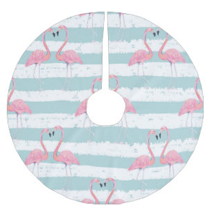 Saia Para Árvore De Natal De Poliéster Padrão de Fundo Flamingo Exótico