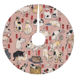 Saia Para Árvore De Natal De Poliéster Padrão de Gato Ukiyo-e Japonês Vintage: Kuniyoshi