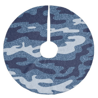 Saia Para Árvore De Natal De Poliéster Padrão de Jeans Denim Detectados por Camuflagem