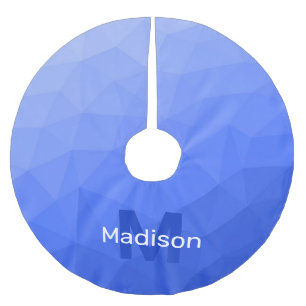 Saia Para Árvore De Natal De Poliéster Padrão de malha geométrica azul escuro Monograma