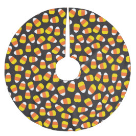 Saia Para Árvore De Natal De Poliéster Padrão de Milho Adormecido do Halloween Preto