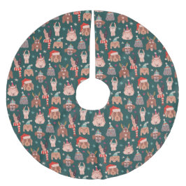 Saia Para Árvore De Natal De Poliéster Padrão de Natal do Cão