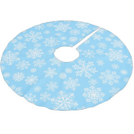 Saia Para Árvore De Natal De Poliéster Padrão de Natal dos Flocos de Neve Azul de inverno