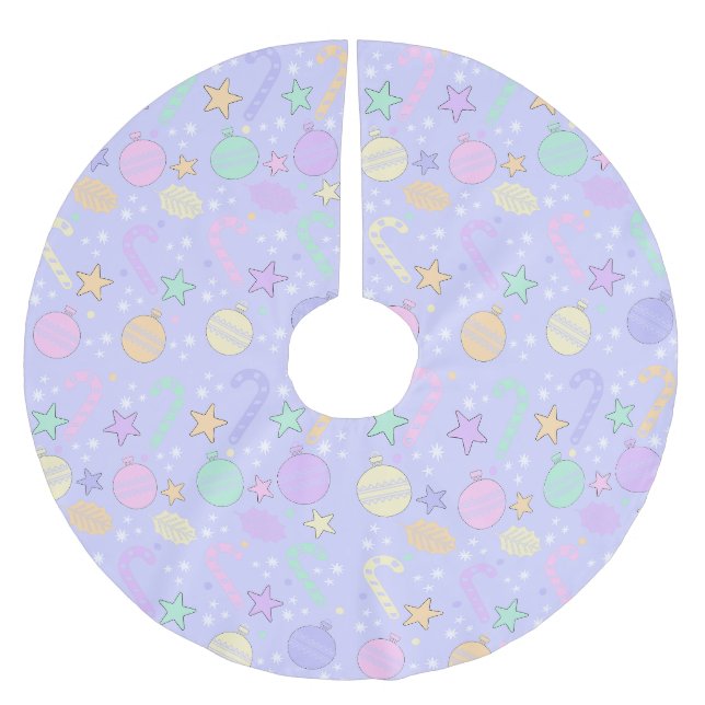 Saia Para Árvore De Natal De Poliéster Padrão de Natal Pastel (Frente)