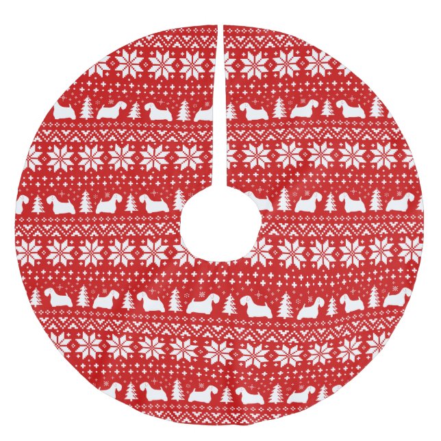 Saia Para Árvore De Natal De Poliéster Padrão de Natal Sealyham Terrier Silhouettes (Frente)