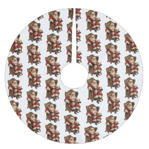 Saia Para Árvore De Natal De Poliéster Padrão de Natal Tradicional para Papais noeis Vint