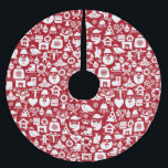 Saia Para Árvore De Natal De Poliéster Padrão de Natal Vermelho<br><div class="desc">Padrão de Natal</div>