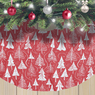 Saia Para Árvore De Natal De Poliéster Padrão de Natal Vermelho nº 6 ID1009
