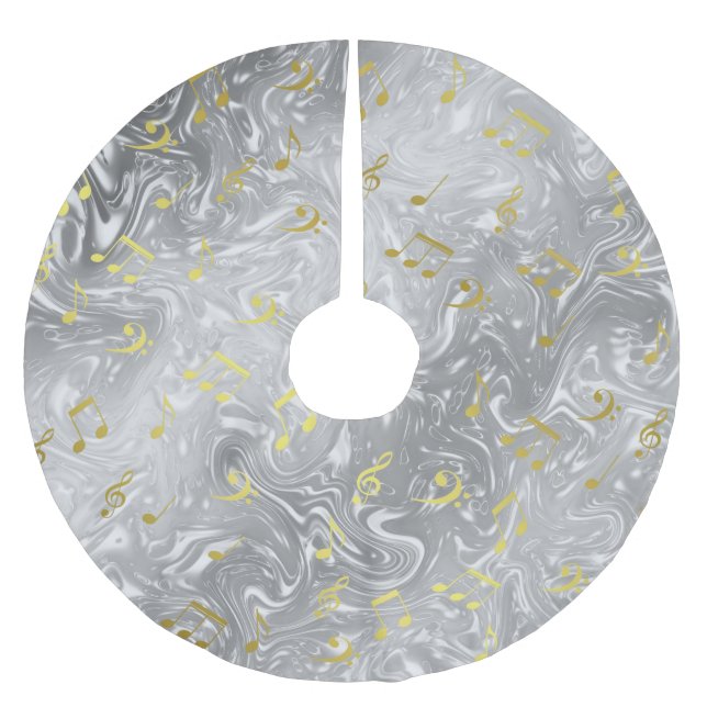 Saia Para Árvore De Natal De Poliéster padrão de notas de música elegante (Frente)