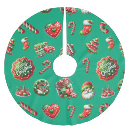 Saia Para Árvore De Natal De Poliéster Padrão de padeiro de biscoito de Natal