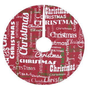 Saia Para Árvore De Natal De Poliéster Padrão de Palavra Clássica Verde-Natal