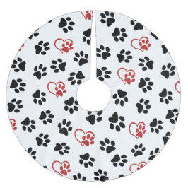 Saia Para Árvore De Natal De Poliéster Padrão De Patas, Patas Negras, Patas Vermelhas, Co