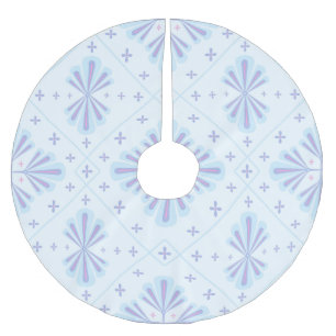Saia Para Árvore De Natal De Poliéster Padrão de Repetição Floral Geométrico Azul Pastel