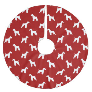 Saia Para Árvore De Natal De Poliéster Padrão de Silhuetas de Airedale Terrier