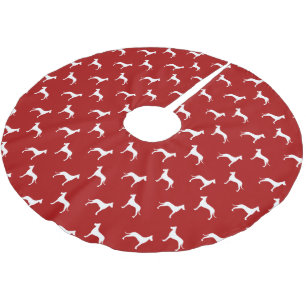 Saia Para Árvore De Natal De Poliéster Padrão de Silhuetas de Great Dane Vermelho