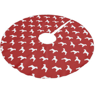 Saia Para Árvore De Natal De Poliéster Padrão de Silhuetas de Schnauzer Vermelho