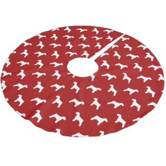 Saia Para Árvore De Natal De Poliéster Padrão de Silhuetas de Schnauzer Vermelho