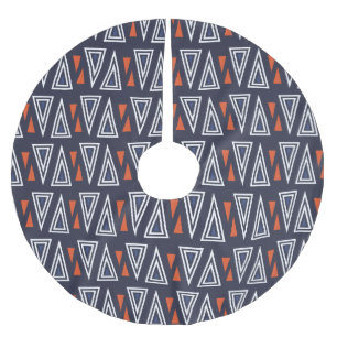 Saia Para Árvore De Natal De Poliéster Padrão de triângulos vermelhos e vermelhos