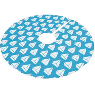 Saia Para Árvore De Natal De Poliéster Padrão de veleiro azul claro