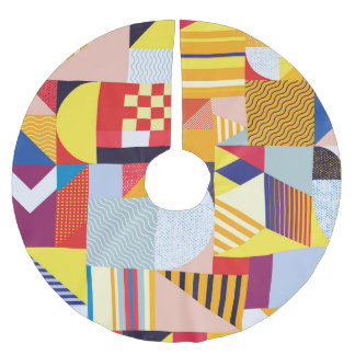 Saia Para Árvore De Natal De Poliéster Padrão de Vintagem Decorativa de Abstrato Geométri