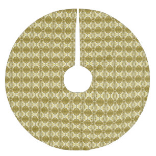 Saia Para Árvore De Natal De Poliéster Padrão de wallpaper Art Deco - ouro e branco
