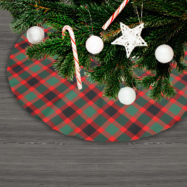 Saia Para Árvore De Natal De Poliéster Padrão de Xadrez de Natal Verde Festivo