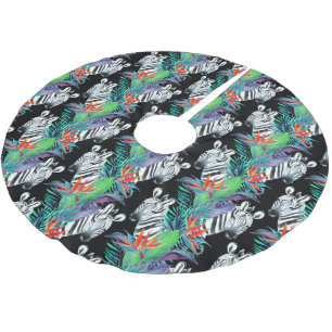 Saia Para Árvore De Natal De Poliéster Padrão De Zebra E Flores Exóticas