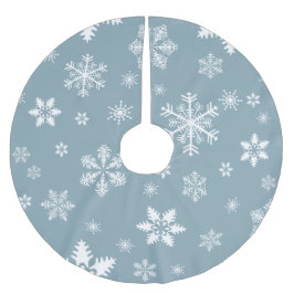 Saia Para Árvore De Natal De Poliéster Padrão do Floco de Neve, Flocos de Neve Brancos, N