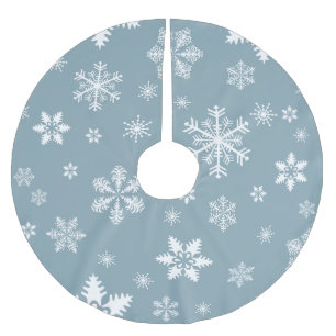 Saia Para Árvore De Natal De Poliéster Padrão do Floco de Neve, Flocos de Neve Brancos, N