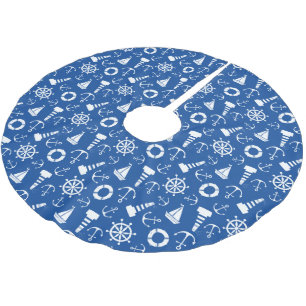Saia Para Árvore De Natal De Poliéster Padrão do Mar Azul