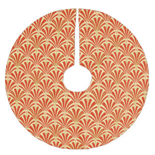 Saia Para Árvore De Natal De Poliéster Padrão do ventilador Art Deco - laranja-mandarina