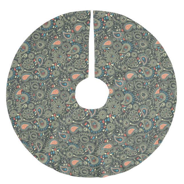 Saia Para Árvore De Natal De Poliéster Padrão Elegante (Frente)