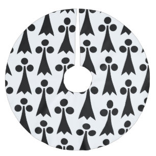 Saia Para Árvore De Natal De Poliéster Padrão Ermine, Padrão Medieval, Preto em Branco
