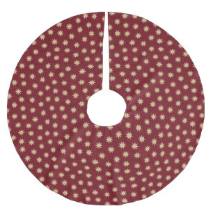 Saia Para Árvore De Natal De Poliéster Padrão Faux Gold Foil & Red Stars