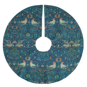 Saia Para Árvore De Natal De Poliéster Padrão Floral Art Nouveau de Pássaros de William M