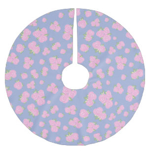 Saia Para Árvore De Natal De Poliéster padrão floral de rosas vintage