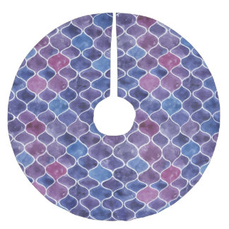 Saia Para Árvore De Natal De Poliéster Padrão Floral Violet Violet Watercolor