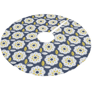 Saia Para Árvore De Natal De Poliéster Padrão Geométrico da Flor Vintage