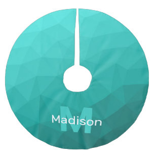 Saia Para Árvore De Natal De Poliéster Padrão geométrico da malha em teia turquesa Monogr