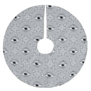 Saia Para Árvore De Natal De Poliéster Padrão Geométrico Preto/Branco