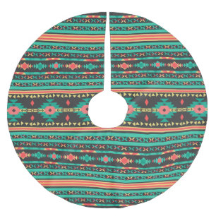 Saia Para Árvore De Natal De Poliéster Padrão geométrico tribal legal