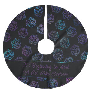 Saia Para Árvore De Natal De Poliéster Padrão Holograma D20   PnP Tabletop Gamer Dice