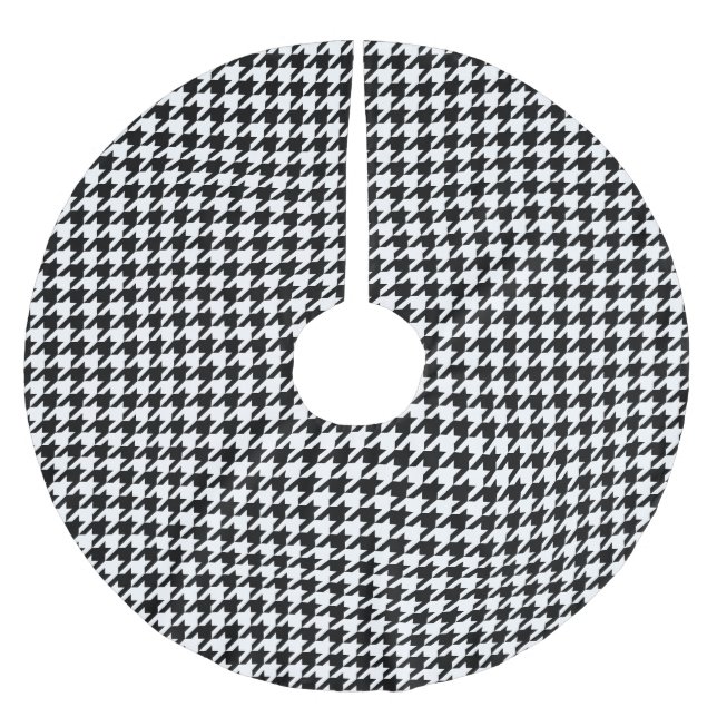 Saia Para Árvore De Natal De Poliéster Padrão houndstooth clássico design de verificação  (Frente)
