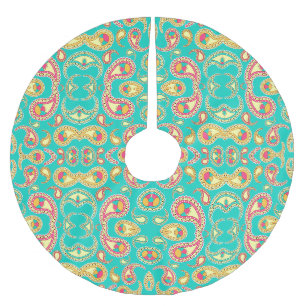 Saia Para Árvore De Natal De Poliéster Padrão paisley vintage colorido fofo