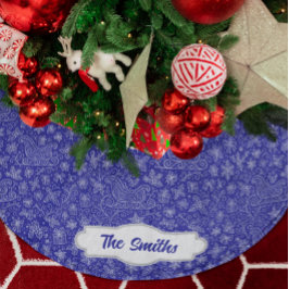 Saia Para Árvore De Natal De Poliéster Padrão Personalizado de Marinho Azul de Portalha N