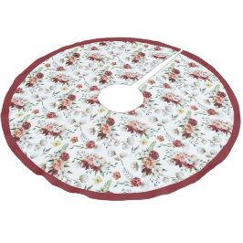 Saia Para Árvore De Natal De Poliéster Padrão Rustic Southern Watercolor Floral & Cotton