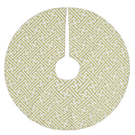 Saia Para Árvore De Natal De Poliéster Padrão Sayagata, japonês, Dourado e branco