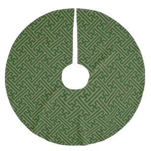Saia Para Árvore De Natal De Poliéster Padrão Sayagata, japonês, verde e Dourado