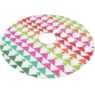 Saia Para Árvore De Natal De Poliéster Padrão Verde-Rosa do Triângulo da Árvore de Natal